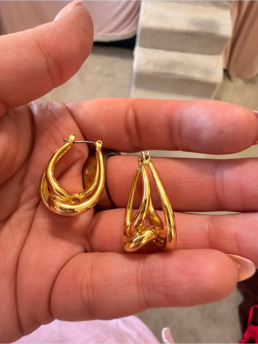 Gold-Tone Sculptural Hoop Earrings - Women's Jewelry NEVER WORN